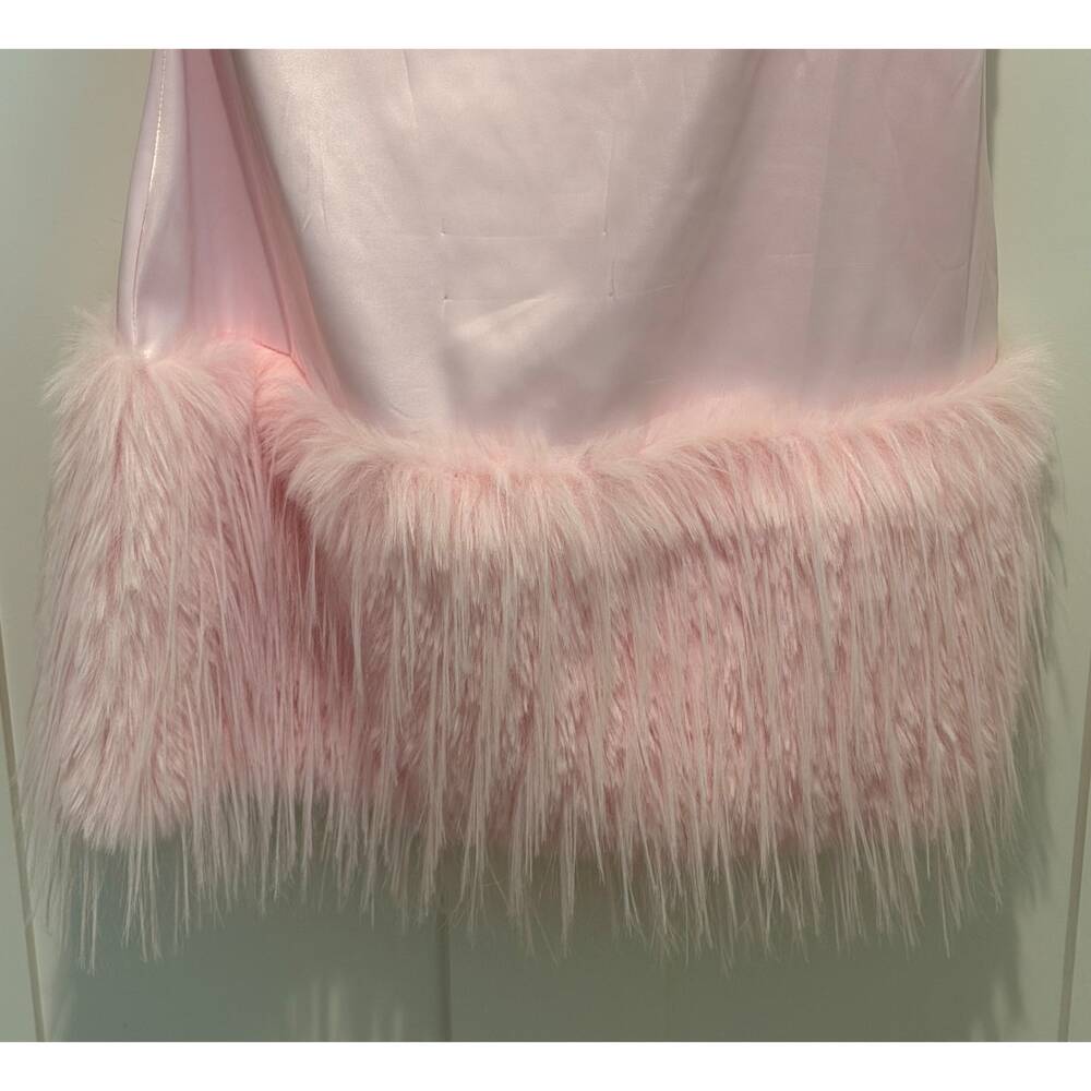 Loragal Pink Fur Dress With Rhinestone Shoulder Size L - Picture 6 of 8